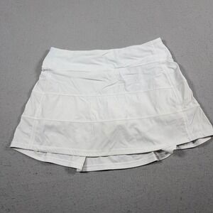 Lululemon White Tennis Skirt Athletic Skort Pleated Back Pocket Size 6